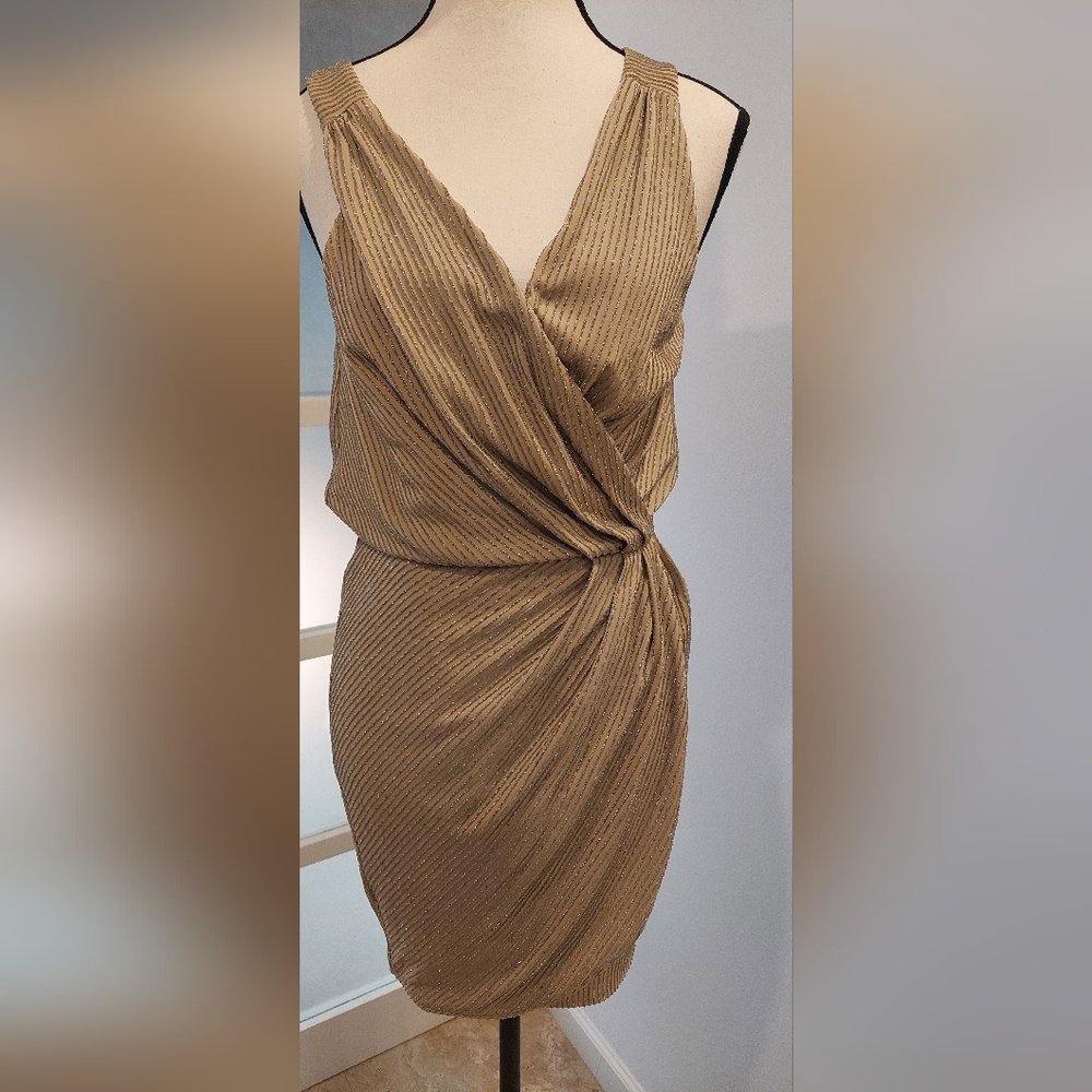 Silver Asymmetrical Plunge Neck Mini Dress - Picture 3 of 7